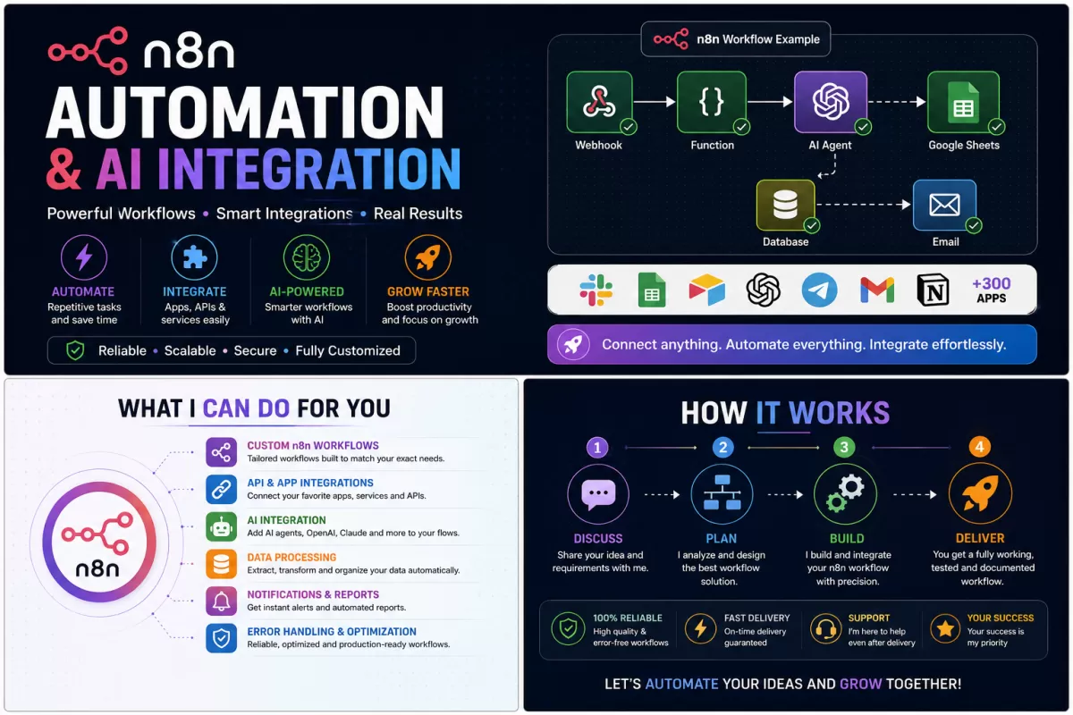 I will build n8n automation workflows and AI integrations