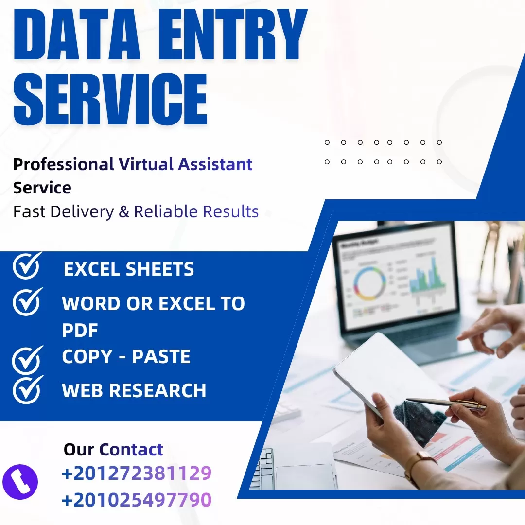 أنا سوف أقوم بإدخال البيانات على Excel و Word بدقة وسرعة وإحترافية عالية 