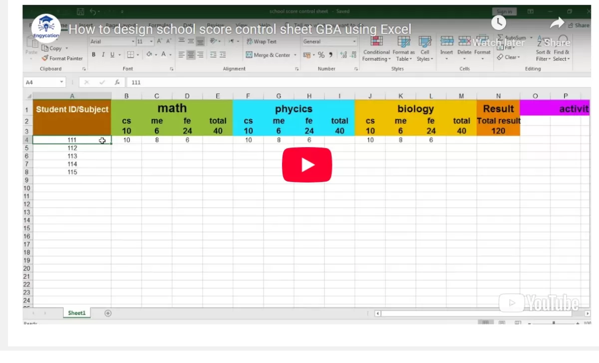 تعليم الاكسيل شيت من البداية الى الاحتراف