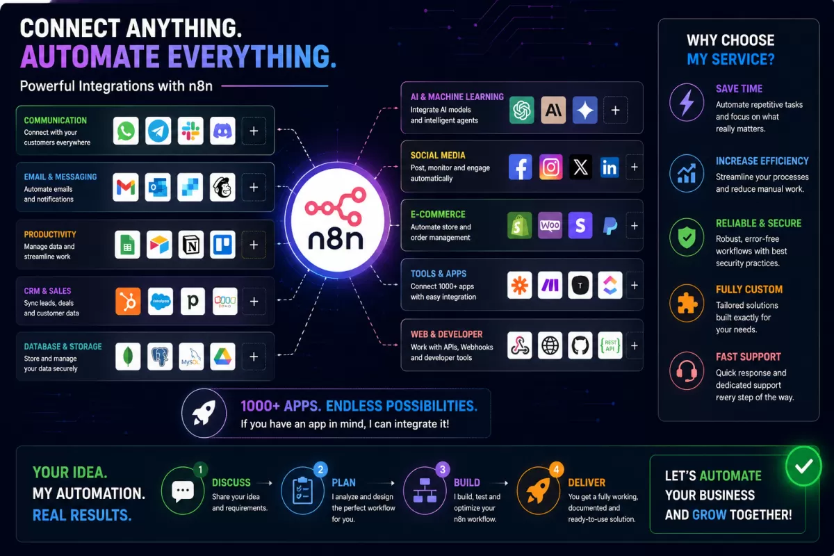 I will build n8n automation workflows and AI integrations