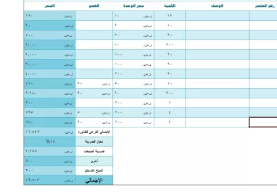 تصميم نموذج فاتورة مبيعات  مبسطة احترافية (Excel) قابلة للتعديل بضريبة تلقائية 