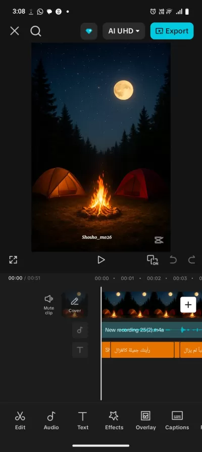 تسجيل صوتي باللغة العربية الفصحى و اللهجة المصرية واللغة الانجليزية