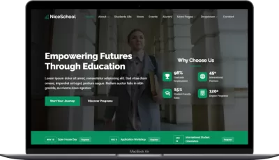 تصميم واجهة موقع إلكتروني لمدرسة بشكل عصري وجذاب