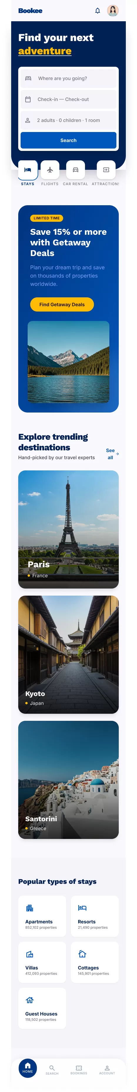 بوكي - تصميم واجهة وتجربة مستخدم لتطبيق حجز فنادق