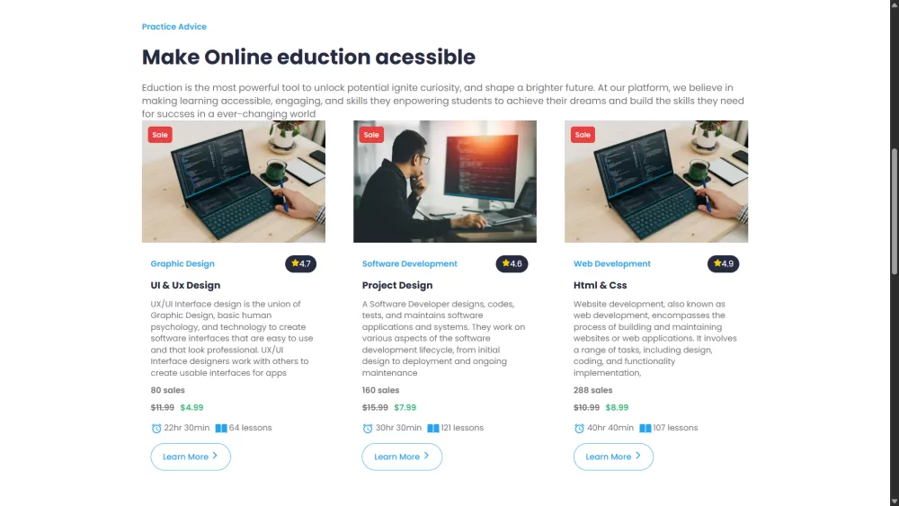 EduBridge – منصة تعليم إلكتروني حديثة منصة متكاملة للتعلم عن بعد، تقدم دورات تفاعلية، تتبع التقدم ال