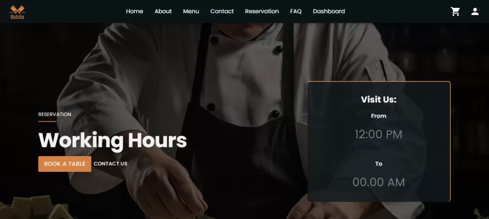 لوحة تحكم لإدارة مطعم متخصص في اللحوم – Restaurant Dashboard
