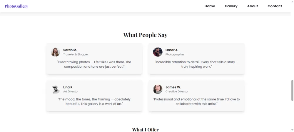 صفحة هبوط لمعرض صور – Photo Gallery Landing Page