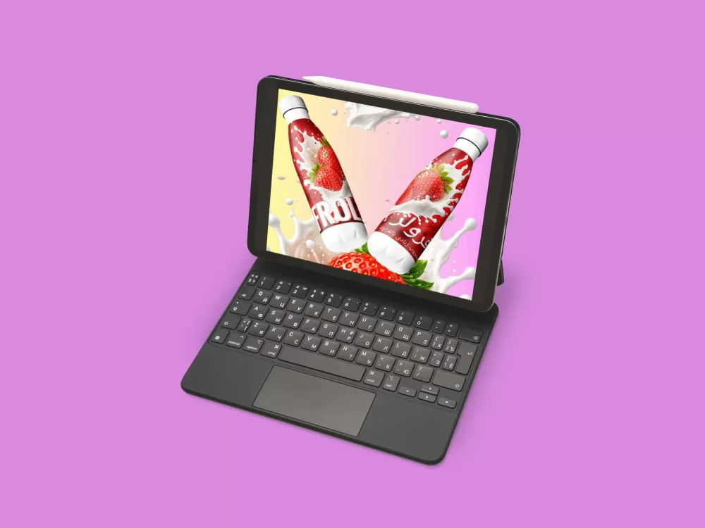 تصميم براند وحملة إعلانية متكاملة لمنتج مشروب زبادي بالفراولة FROLZ