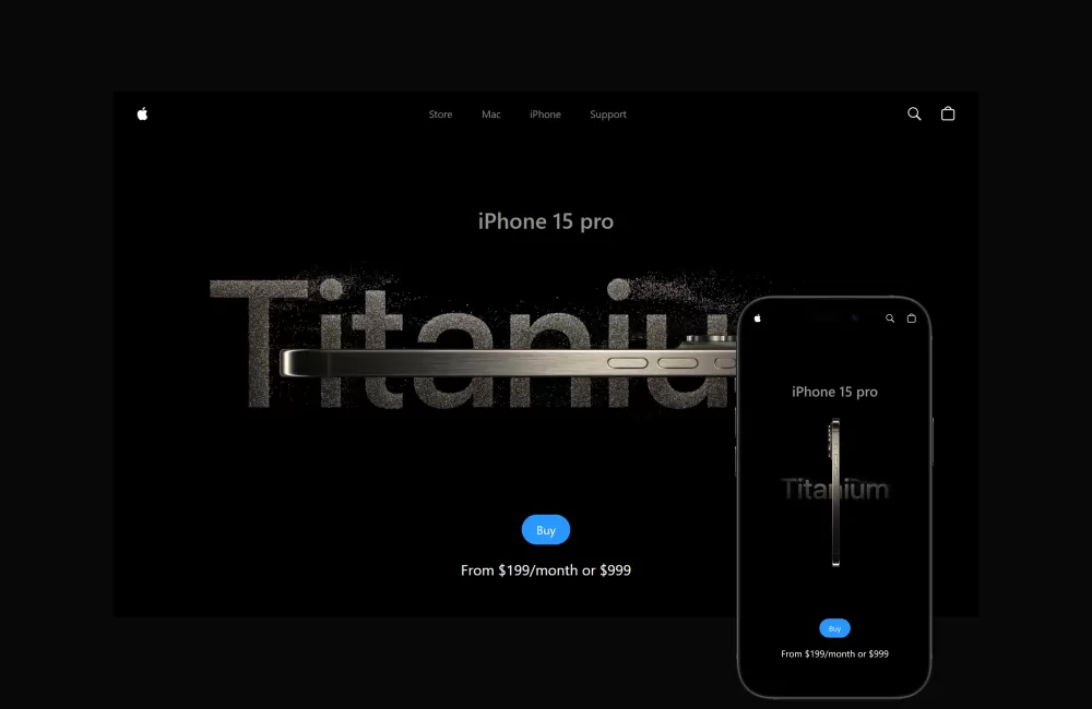 واجهة ترويجية تفاعلية لهاتف iPhone 15 Pro